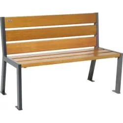 Sitzbank SILAOS® aus Holz, mit Rückenlehne, Länge 1200 mm, Eiche-Dekor hell PROCITY