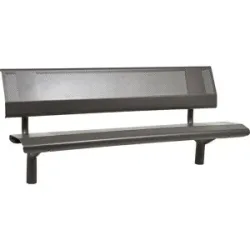 Sitzbank OSLO aus Stahl, Sitzhöhe 450 mm, Länge 1800 mm, anthrazitgrau, mit Rückenlehne PROCITY