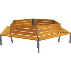 Baumsitzbank SILAOS®, Höhe 821 mm, Länge 2930 mm, anthrazitgrau, Eiche-Dekor hell PROCITY