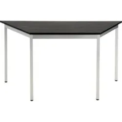 Mehrzwecktisch, trapezförmig, HxBxT 740 x 1400 x 700 mm, Platte Esche-Dekor dunkelgrau, Gestell weißaluminium eurokraft basic