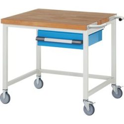 Fahrbare Werkbank Serie 8000, Gestellbauweise, 1 Hängeschublade, BxT 1000 x 900 mm eurokraft pro