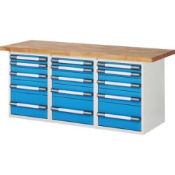 Werkbank, Baukastensystem Serie 7000, 15 Schubladen, BxT 2000 x 700 mm eurokraft pro