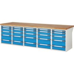 Werkbank, Baukastensystem Serie 7000, 25 Schubladen, BxT 3000 x 900 mm eurokraft pro