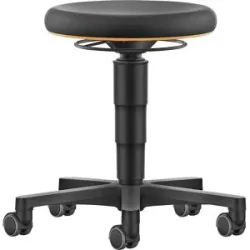 Hocker Allround, mit Rollen, Skintec, Farbring orange bimos