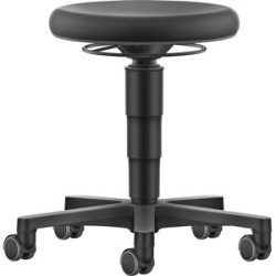 Hocker Allround, mit Rollen, Skintec, Farbring grau bimos