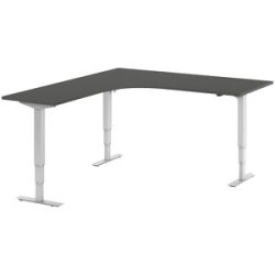 kaiserkraft Schreibtisch Atlanta, elektrisch höhenverstellbar, L-Form, BxT 1800 x 2000 mm, dunkelgrau/weiß, links