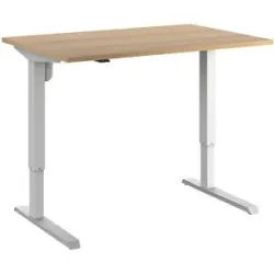 Schreibtisch Venla, elektrisch höhenverstellbar, gerade, BxT 1200 x 800 mm, Buche/weiß eurokraft basic
