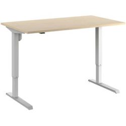 Schreibtisch Venla, elektrisch höhenverstellbar, gerade, BxT 1400 x 800 mm, Birke/weiß eurokraft basic