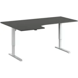 Schreibtisch Venla, elektrisch höhenverstellbar, Ecke, BxT 1800 x 1200 mm, dunkelgrau/weiß, links eurokraft basic