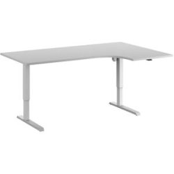 Schreibtisch Venla, elektrisch höhenverstellbar, Ecke, BxT 1800 x 1200 mm, lichtgrau/weiß, rechts eurokraft basic