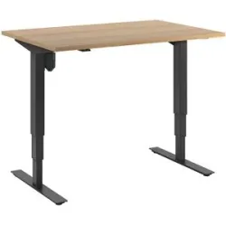 kaiserkraft Schreibtisch Atlanta, elektrisch höhenverstellbar, gerade, BxT 1200 x 800 mm, Buche/schwarz