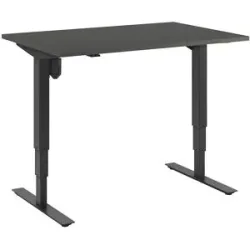 kaiserkraft Schreibtisch Atlanta, elektrisch höhenverstellbar, gerade, BxT 1200 x 800 mm, dunkelgrau/schwarz