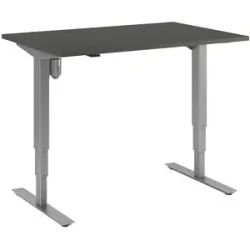 kaiserkraft Schreibtisch Atlanta, elektrisch höhenverstellbar, gerade, BxT 1200 x 800 mm, dunkelgrau/silber