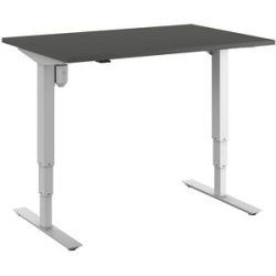 kaiserkraft Schreibtisch Atlanta, elektrisch höhenverstellbar, gerade, BxT 1200 x 800 mm, dunkelgrau/weiß