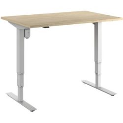 kaiserkraft Schreibtisch Atlanta, elektrisch höhenverstellbar, gerade, BxT 1200 x 800 mm, Eiche/weiß
