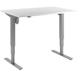 kaiserkraft Schreibtisch Atlanta, elektrisch höhenverstellbar, gerade, BxT 1200 x 800 mm, weiß/silber