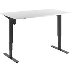 kaiserkraft Schreibtisch Atlanta, elektrisch höhenverstellbar, gerade, BxT 1400 x 800 mm, weiß/schwarz