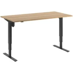 kaiserkraft Schreibtisch Atlanta, elektrisch höhenverstellbar, gerade, BxT 1600 x 800 mm, Buche/schwarz