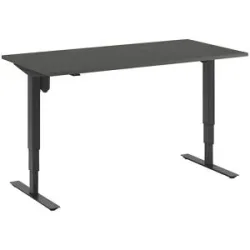 kaiserkraft Schreibtisch Atlanta, elektrisch höhenverstellbar, gerade, BxT 1600 x 800 mm, dunkelgrau/schwarz