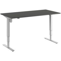 kaiserkraft Schreibtisch Atlanta, elektrisch höhenverstellbar, gerade, BxT 1600 x 800 mm, dunkelgrau/weiß