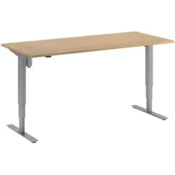 kaiserkraft Schreibtisch Atlanta, elektrisch höhenverstellbar, gerade, BxT 1800 x 800 mm, Buche/silber