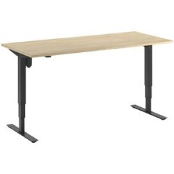 kaiserkraft Schreibtisch Atlanta, elektrisch höhenverstellbar, gerade, BxT 1800 x 800 mm, Eiche/schwarz