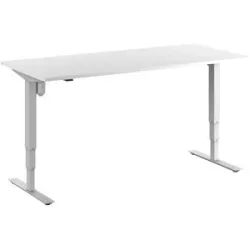 kaiserkraft Schreibtisch Atlanta, elektrisch höhenverstellbar, gerade, BxT 1800 x 800 mm, weiß/weiß