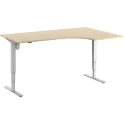 kaiserkraft Schreibtisch Atlanta, elektrisch höhenverstellbar, Ecke, BxT 1800 x 1200 mm, Birke/weiß, rechts