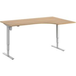 kaiserkraft Schreibtisch Atlanta, elektrisch höhenverstellbar, Ecke, BxT 1800 x 1200 mm, Buche/weiß, rechts
