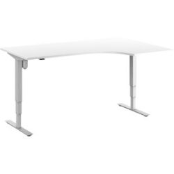 kaiserkraft Schreibtisch Atlanta, elektrisch höhenverstellbar, Ecke, BxT 1800 x 1200 mm, weiß/weiß, rechts