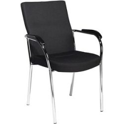 kaiserkraft Konferenzstuhl Emmy, Gestell verchromt, schwarz, stapelbar, VE 2 Stk