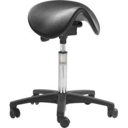 kaiserkraft Sattelstuhl, kippbarer Sitz mit Rollen, Sitzhöhe 600 - 790 mm, PU-Schaum