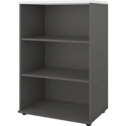 kaiserkraft Büroregal Portland, HxBxT 1138 x 800 x 420 mm, dunkelgrau / weiß gebürstet
