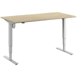 kaiserkraft Schreibtisch Atlanta Trend, elektrisch höhenverstellbar, gerade, BxT 1600 x 800 mm, Eiche/weiß