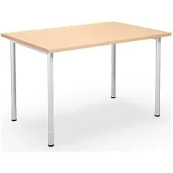 kaiserkraft Mehrzwecktisch DUO-C, gerade Platte, HxT 700 - 800 x 800 mm, Breite 1200 mm, Birke, weiß
