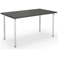 kaiserkraft Mehrzwecktisch DUO-C, gerade Platte, HxT 700 - 800 x 800 mm, Breite 1400 mm, dunkelgrau, weiß