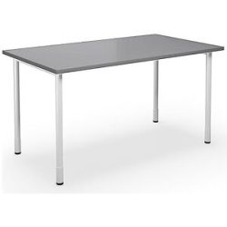 kaiserkraft Mehrzwecktisch DUO-C, gerade Platte, HxT 700 - 800 x 800 mm, Breite 1400 mm, lichtgrau, weiß