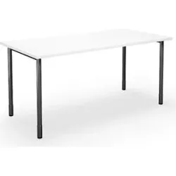 kaiserkraft Mehrzwecktisch DUO-C, gerade Platte, HxT 700 - 800 x 800 mm, Breite 1600 mm, weiß, schwarz