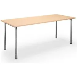 kaiserkraft Mehrzwecktisch DUO-C, gerade Platte, HxT 700 - 800 x 800 mm, Breite 1800 mm, Birke, silber