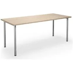 kaiserkraft Mehrzwecktisch DUO-C, gerade Platte, HxT 700 - 800 x 800 mm, Breite 1800 mm, Eiche, silber