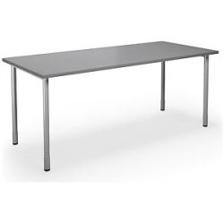 kaiserkraft Mehrzwecktisch DUO-C, gerade Platte, HxT 700 - 800 x 800 mm, Breite 1800 mm, lichtgrau, silber