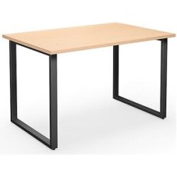kaiserkraft Mehrzwecktisch DUO-O, gerade Platte, Tiefe 800 mm, Breite 1200 mm, Birke / schwarz