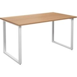 kaiserkraft Mehrzwecktisch DUO-O, gerade Platte, Tiefe 800 mm, Breite 1400 mm, Buche / weiß