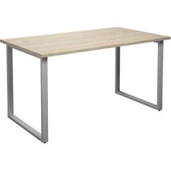 kaiserkraft Mehrzwecktisch DUO-O, gerade Platte, Tiefe 800 mm, Breite 1400 mm, Eiche / silber