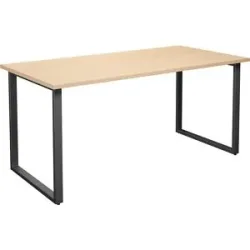 kaiserkraft Mehrzwecktisch DUO-O, gerade Platte, Tiefe 800 mm, Breite 1600 mm, Birke / schwarz