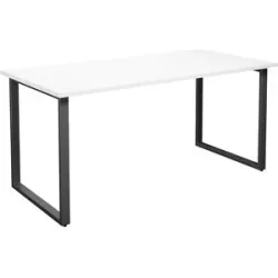 kaiserkraft Mehrzwecktisch DUO-O, gerade Platte, Tiefe 800 mm, Breite 1600 mm, weiß / schwarz