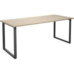 kaiserkraft Mehrzwecktisch DUO-O, gerade Platte, Tiefe 800 mm, Breite 1800 mm, Eiche / schwarz