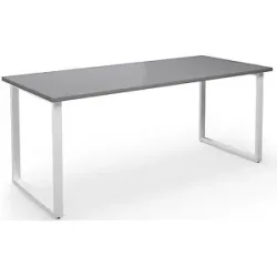 kaiserkraft Mehrzwecktisch DUO-O, gerade Platte, Tiefe 800 mm, Breite 1800 mm, lichtgrau / weiß