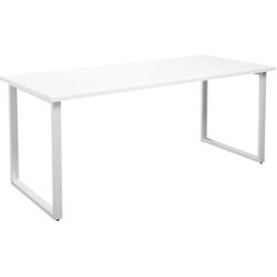 kaiserkraft Mehrzwecktisch DUO-O, gerade Platte, Tiefe 800 mm, Breite 1800 mm, weiß / weiß