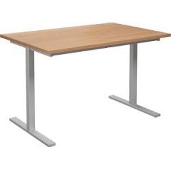 kaiserkraft Mehrzwecktisch DUO-T, gerade Platte, HxT 740 x 800 mm, Breite 1200 mm, Buche, silber